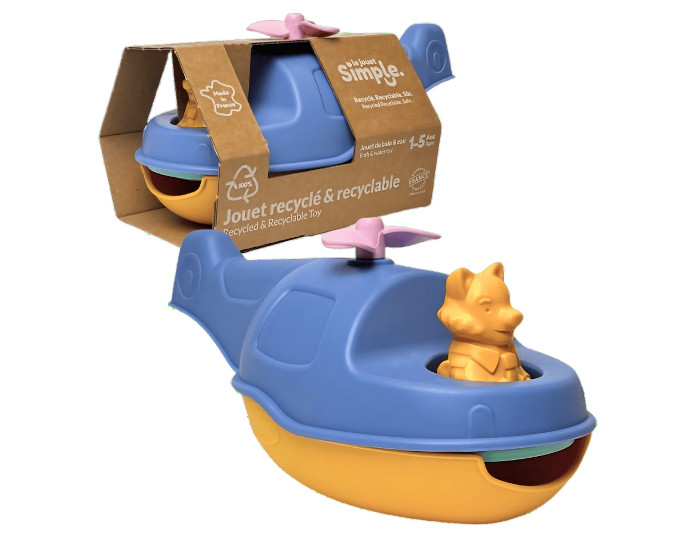 LE JOUET SIMPLE Mon Premier Helicoptre 2-en-1 en Plastique Recycl - Bleu - Ds 12 mois