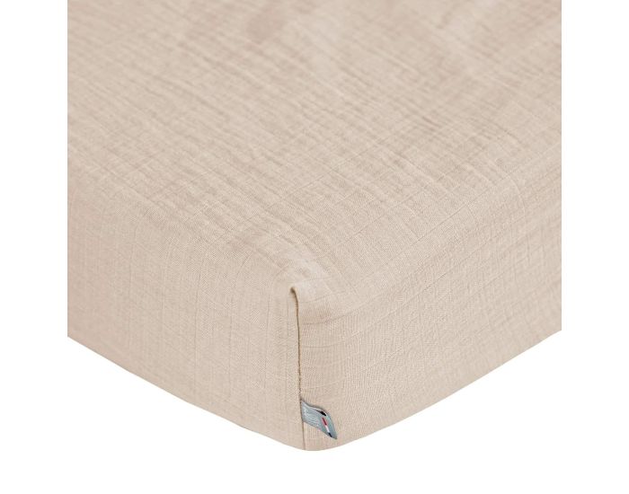 SEVIRA KIDS Drap Housse en Gaze de Coton -  Carreaux - Beige