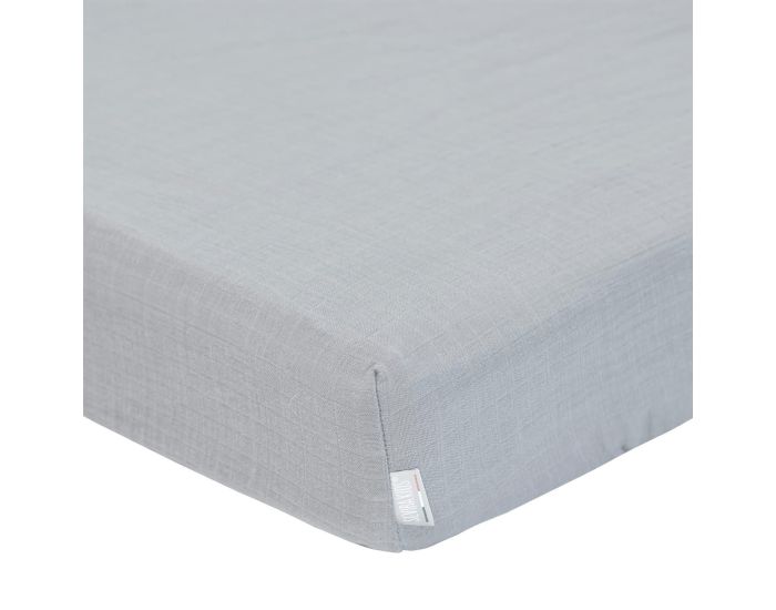 SEVIRA KIDS Drap Housse en Gaze de Coton -  Carreaux - Gris Clair 60x120