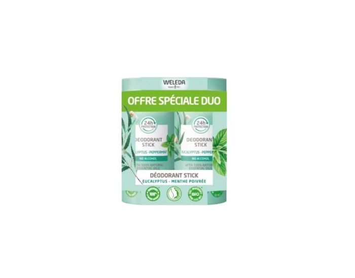 WELEDA Dodorant Stick Eucalyptus Peppermint - 2 x 50 Grammes