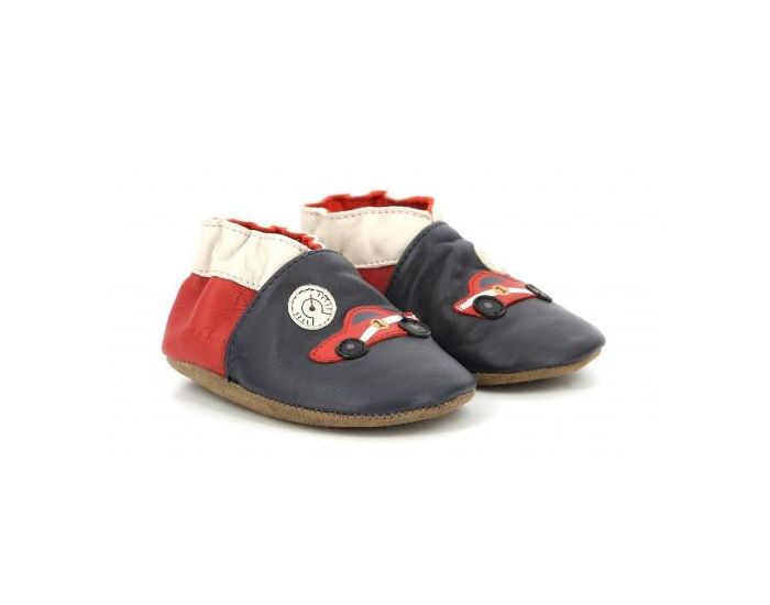 ROBEEZ Chaussons Cuir - Chrono Driving Marine - Rouge