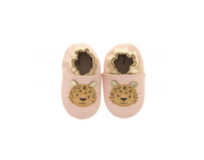 ROBEEZ Chaussons Cuir Leopardo Rose