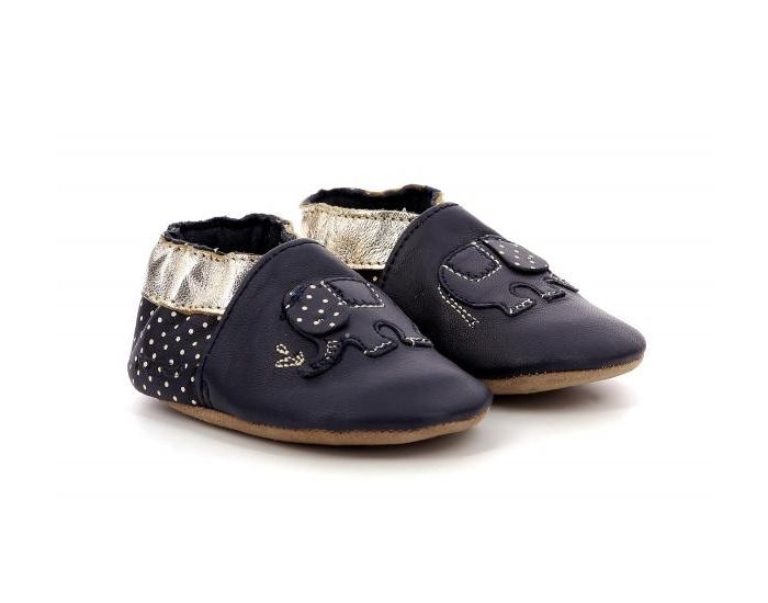 ROBEEZ Chaussons Cuir Cute Elephant - Marine