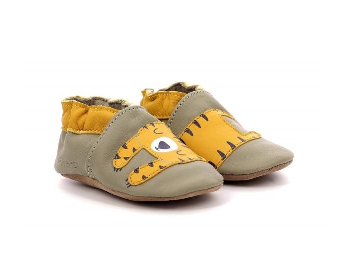 ROBEEZ Chaussons Cuir Tiger Nap Kaki