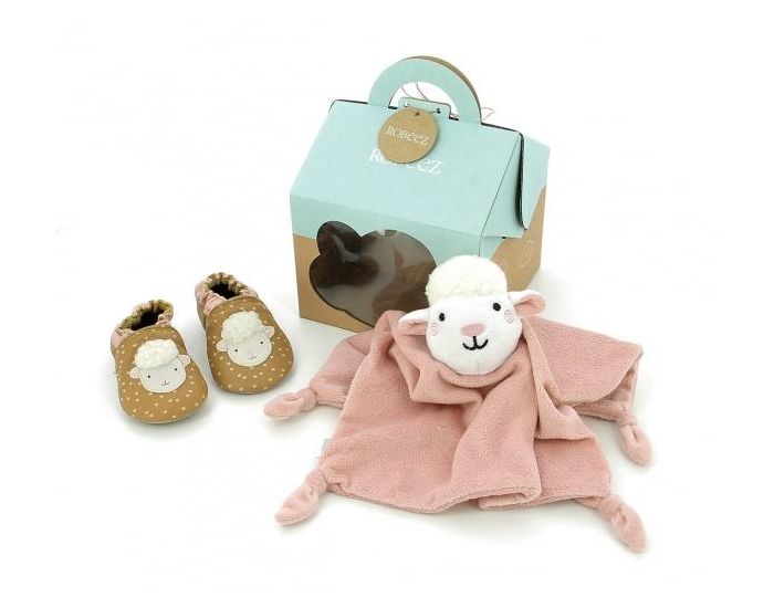 ROBEEZ Coffret Cadeau Chaussons en Cuir et Doudou Rose