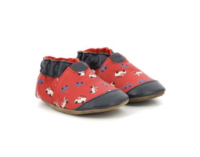 ROBEEZ Chaussons Cuir Super Cars Rouge