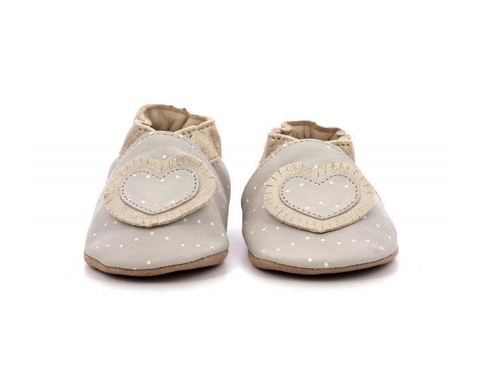 ROBEEZ Chaussons Cuir Baby Tiny Heart - Gris Clair