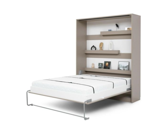 AKITEN RETAIL Lit Escamotable avec Bureau - Goya Taupe