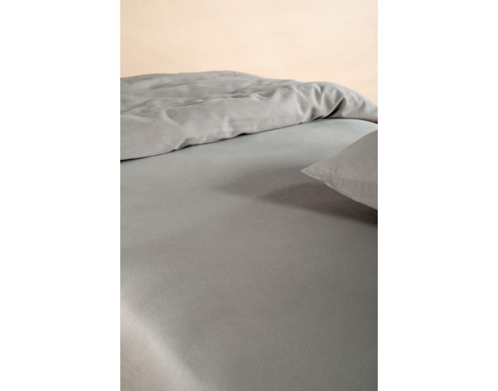 KADOLIS Drap Housse Adulte Pur Coton Bio - Gris Tourterelle 140 x 190 cm