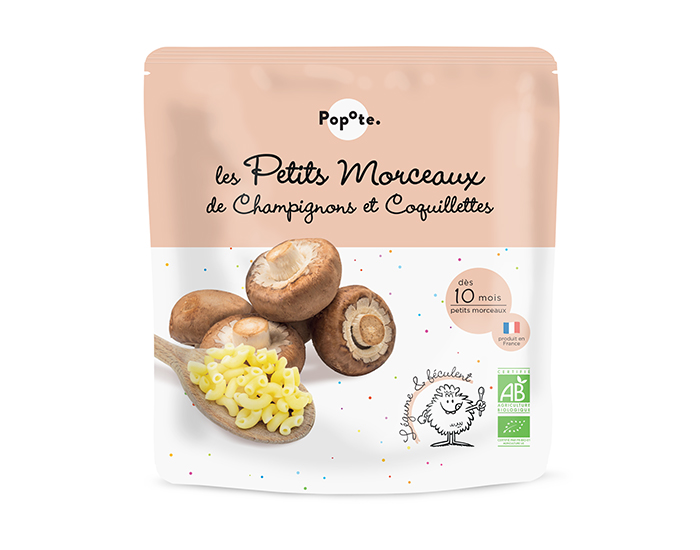 POPOTE Les Petits Morceaux Champignons et Coquillettes - 190 g - Ds 8/10 mois