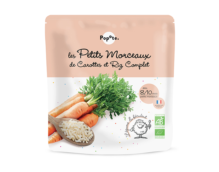 POPOTE Les Petits Morceaux Carottes et Riz Complet - 190 g - Ds 8/10 mois 