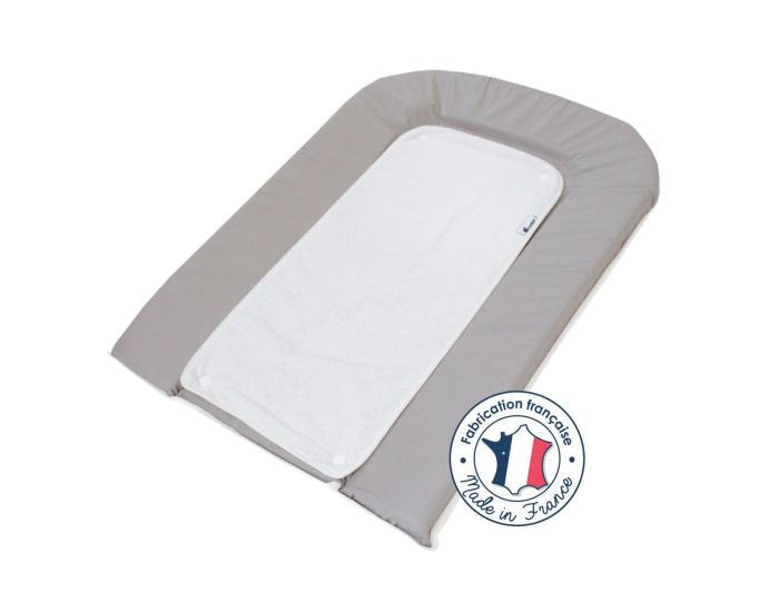 CANDIDE Matelas  Langer PVC Gris + 2 Eponges Pressionnes - Blanches