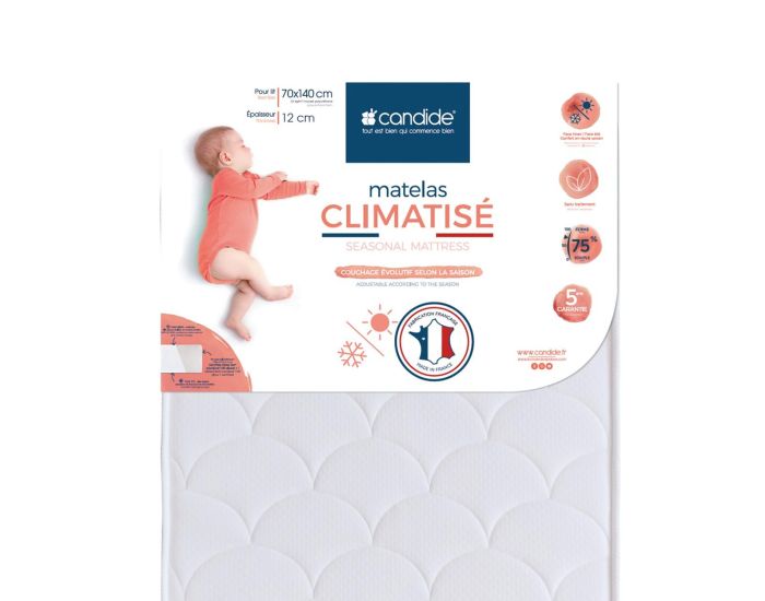 CANDIDE Matelas Bb Climatis  - 2 Faces 