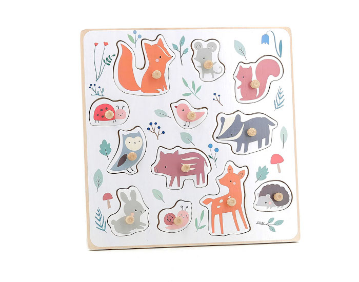 VILAC Puzzle Encastrement en Bois Les Animaux de la Fort - Sarah Betz - Ds 18 mois