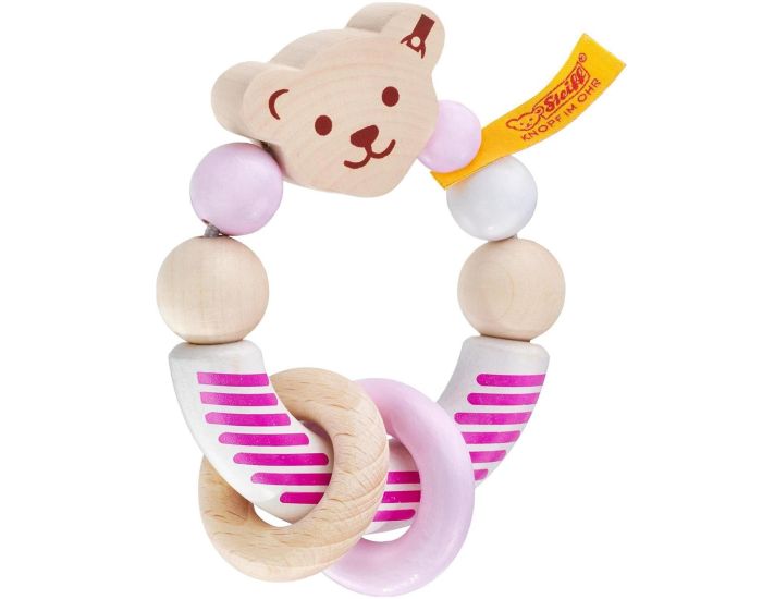 SELECTA Hochet Ours Steiff - Rose - Ds 12 mois 