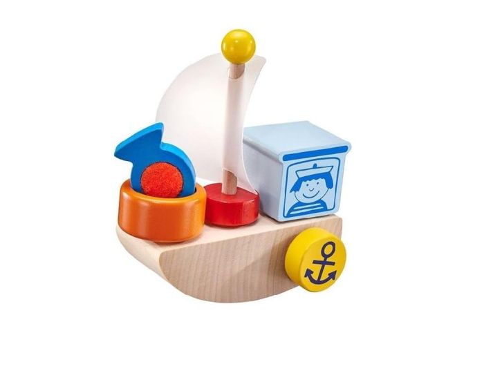 SELECTA Bateau en Bois, velcro - 5 Pices - Ds 1 an 