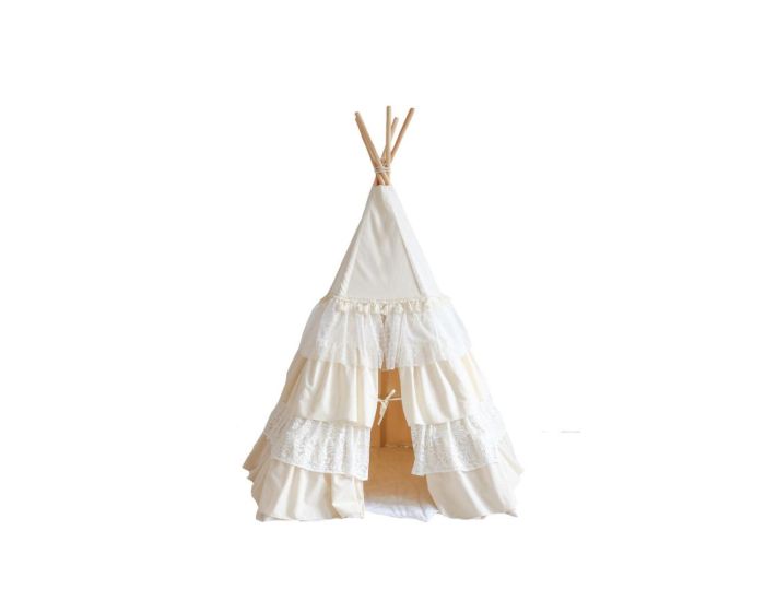 MOI MILI Tente Tipi avec Volants - Blanc Chic