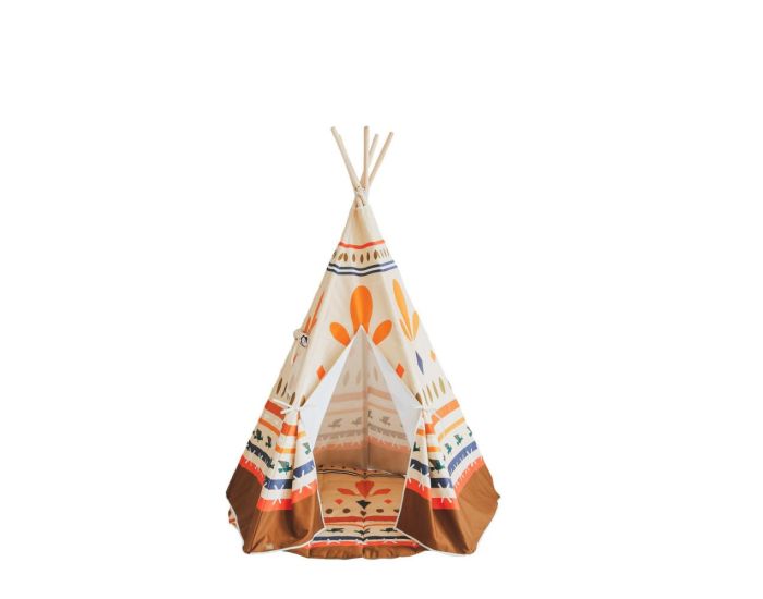 MOI MILI Tente Tipi avec Tapis Native Vibe - Beige, Marron, Orange, Blue