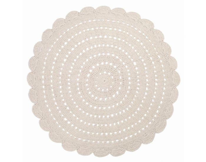 NATTIOT Tapis Coton Crochet - Alma - Ecru -  150 cm