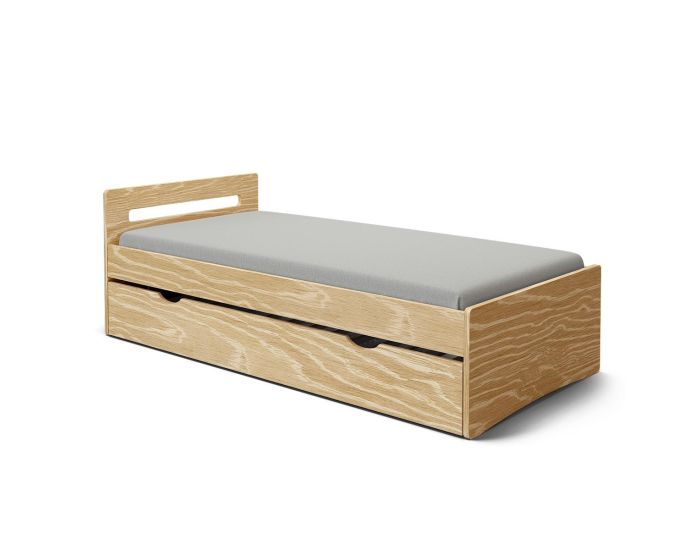 AKITEN RETAIL Pack Lit Gigogne avec Matelas - Leo - Bois