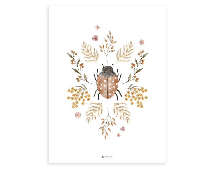 LILIPINSO Affiche Seule - Coccinelle et Fleurs - 30x40 cm