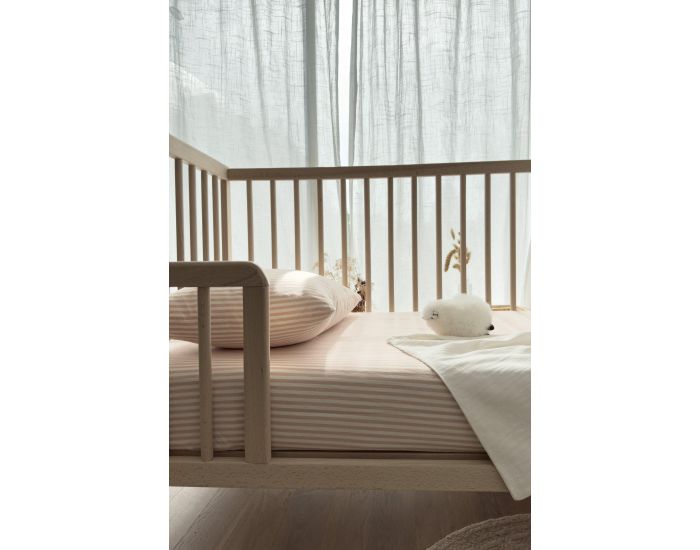 KADOLIS Drap Housse Bb en Percale de Coton Bio - Ray - Peach