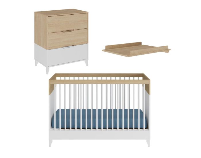 AKITEN RETAIL Mini Chambre Bb - Dixie Blanc et bois