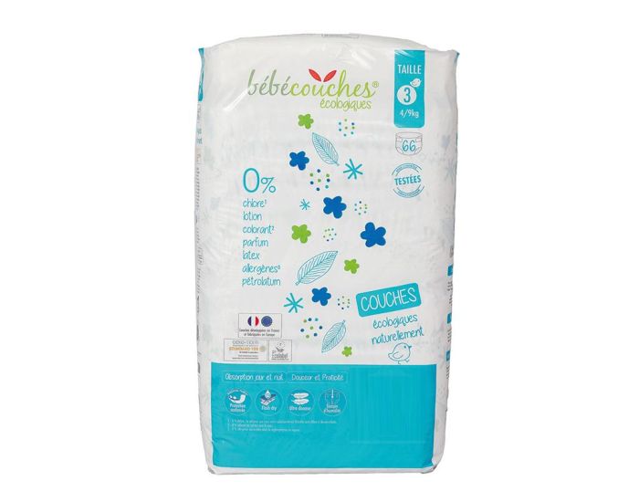 BBCOUCHES COLOGIQUES Couches bb cologiques taille 3 (4-9kg) - sachet de 66 couches