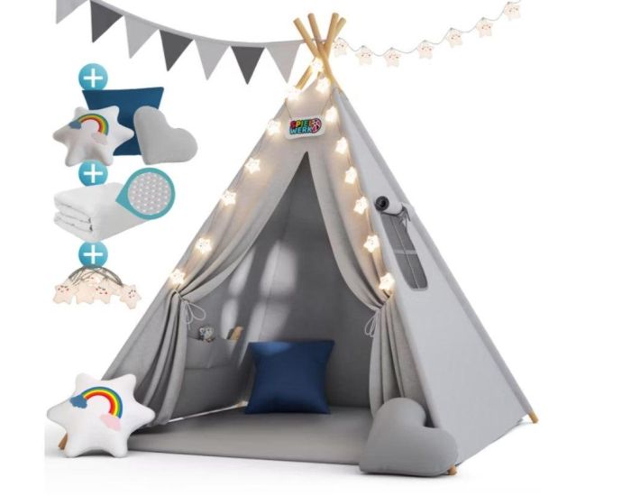 SPIELWERK Tipi pour enfant Crme 160x120x120cm