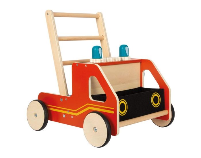 SMALL FOOT COMPANY Chariot de Marche en Bois - Pompiers - Ds 12 mois 