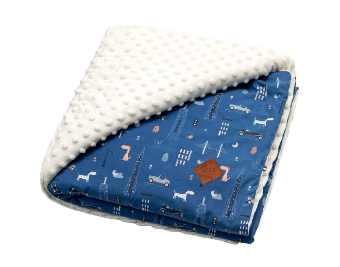 SEVIRA KIDS Couverture Rversible en Minky - New York - Ecru Face 1 : 100% coton, Face 2 : velours minky polyester