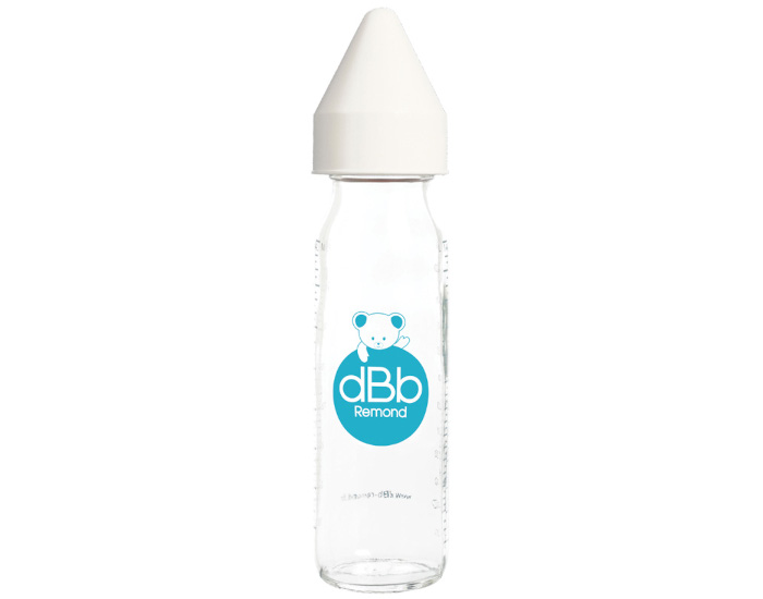DBB REMOND Biberon en Verre Rgul'air 240ml Blanc - Ttine Caoutchouc
