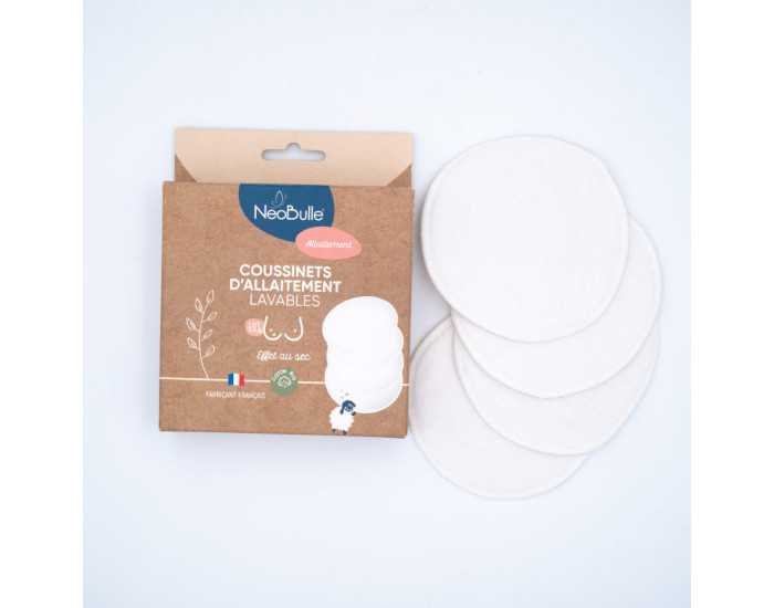 NEOBULLE Lot de 4 Coussinets d'Allaitement Lavables