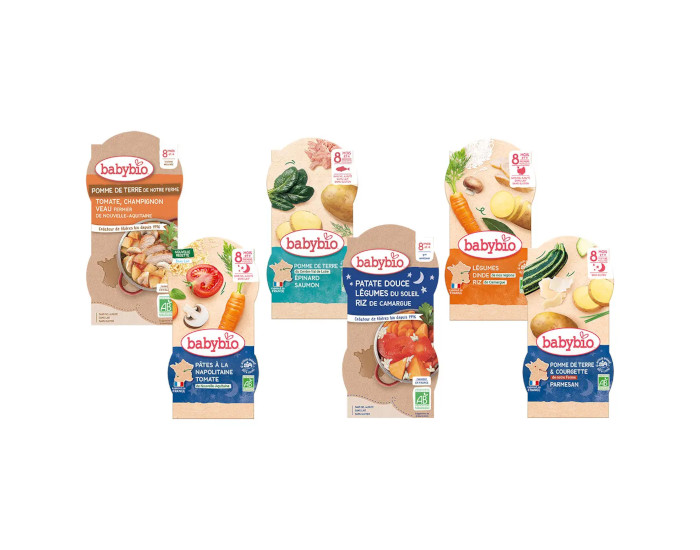 BABYBIO Lot Bols Menu - Ds 12 mois - 12x200g