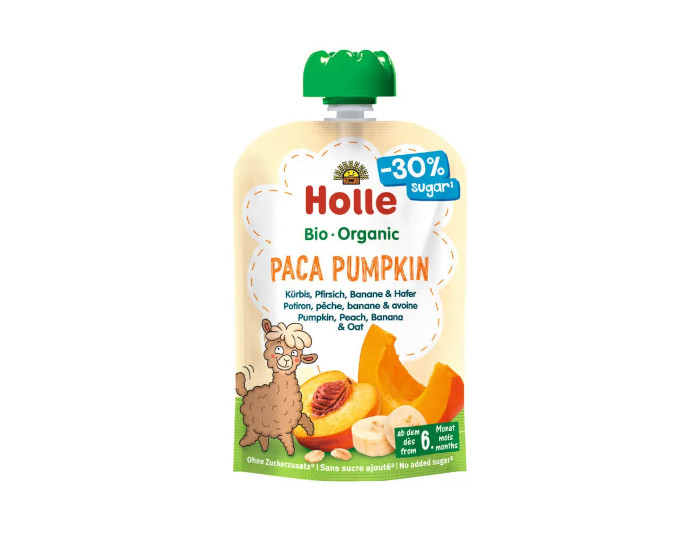 HOLLE Gourde Paca Pumpkin - Potiron, Pche, Banane et Avoine - 100g - Ds 6 mois