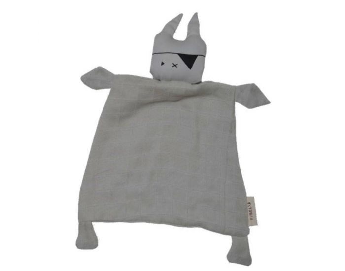 FABELAB Doudou Lapin Pirate en Mousseline de Coton Bio - D�s la Naissance - Gris