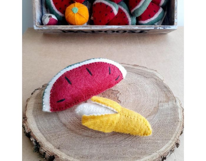 PAPOOSE TOYS Fruits en Laine Feutre - Banane et Pastque - Ds 3 ans (2)