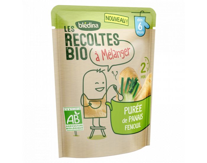 BLEDINA Les R�coltes Bio 6 Sachets Pur�e de Panais Fenouil 120g - D�s 6 Mois (1)
