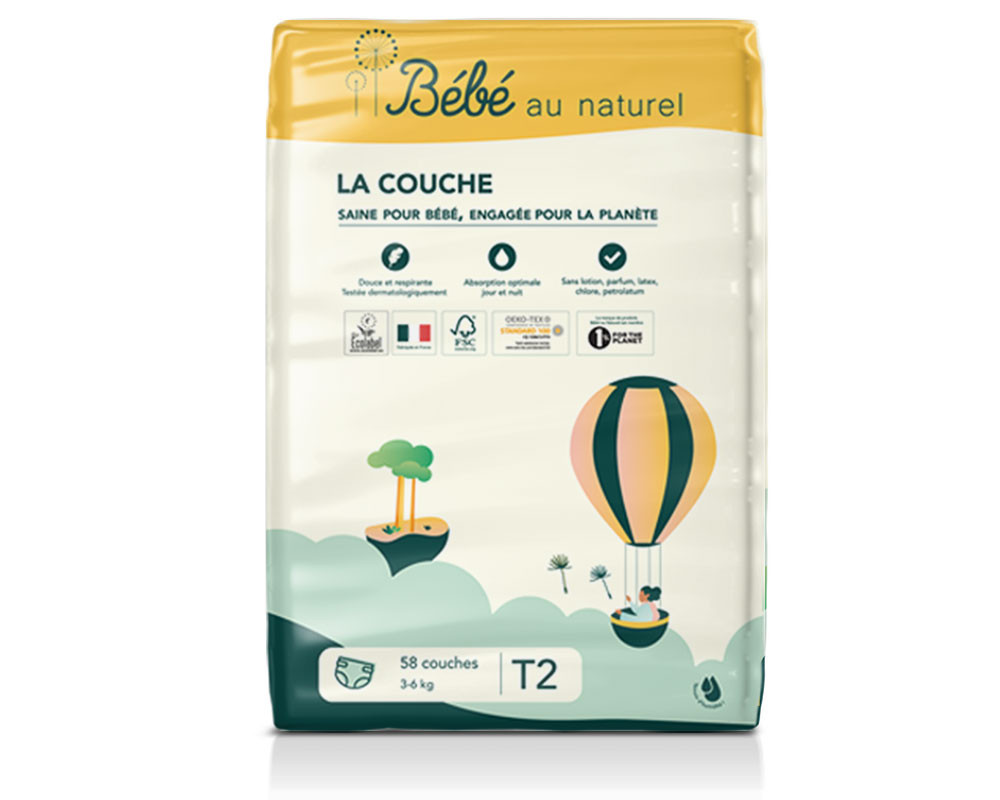 Cottony Couche Bébé Pur Coton Bio Taille 2. 38 couches + 60 lingettes  OFFERTES