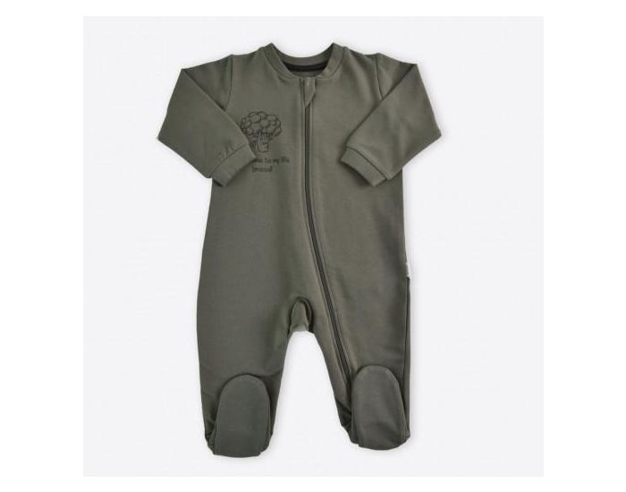 SEVIRA KIDS Pyjama B�b� en Coton Bio � Zip - Uni Kaki (1)