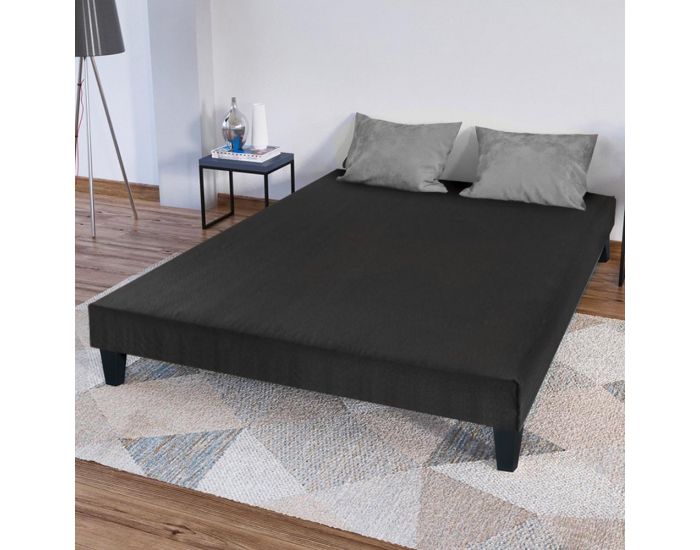 BELLECOUR LITERIE Sommier Tapissier Capucine - 1 Place - Gris Anthracite 90x200 cm (1)