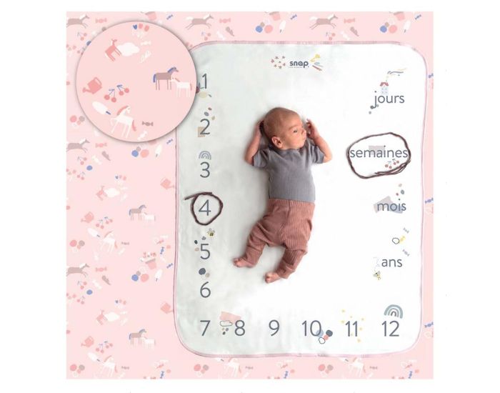 Couverture étape bébé SNAP THE MOMENT Dusty pink – Etoiles en portage