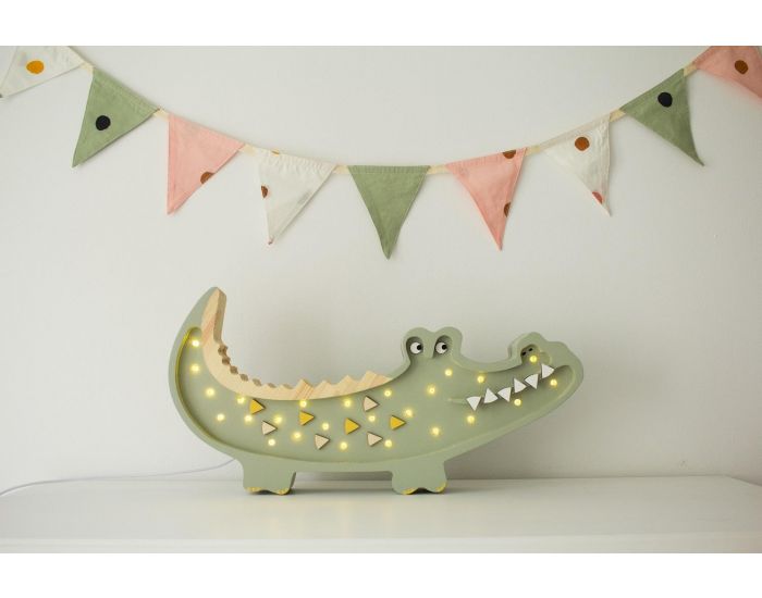 LITTLE LIGHTS Lampe Veilleuse Crocodile Kaki Pastel - Ds 3 ans (2)