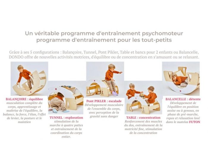 BIANCONIGLIOKIDS Rocker Enfant Modulable 11-en-1 Pont Pikler Dodo Classic - Blanc - D�s 3mois (2)