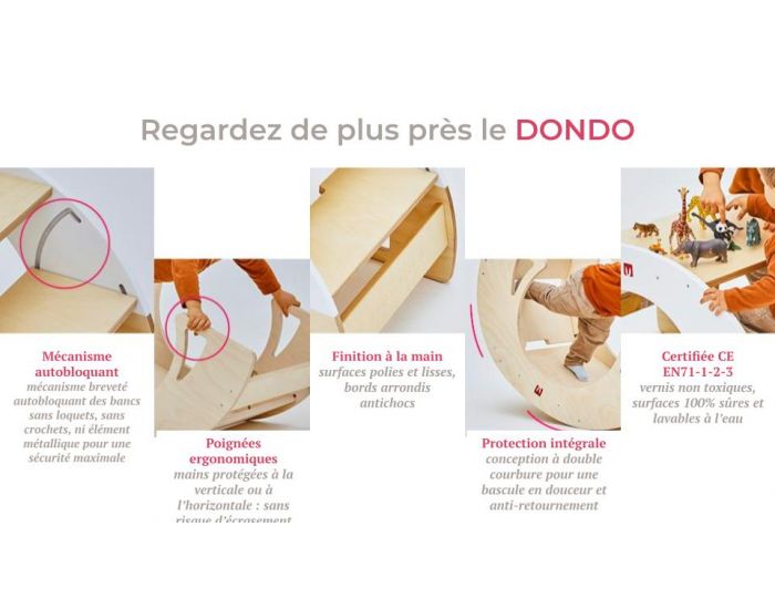 BIANCONIGLIOKIDS Rocker Enfant Modulable 11-en-1 Pont Pikler Dodo Classic - Blanc - D�s 3mois (4)