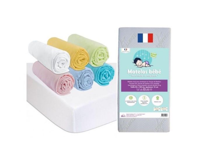 EASY DORT Matelas + 6 Draps Housse Multi + 2 Al�ses Coton - 50x100cm (4)