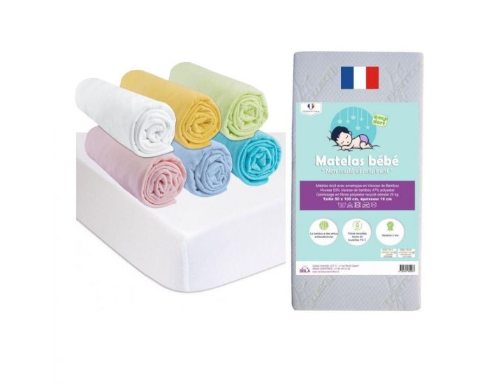 EASY DORT Matelas + 6 Draps Housse Multi + 2 Al�ses Coton - 50x100cm (5)