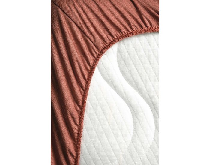 KADOLIS Alse Drap Housse Berceau Impermable Jersey Tencel - Terracotta 40 x 90 cm (2)