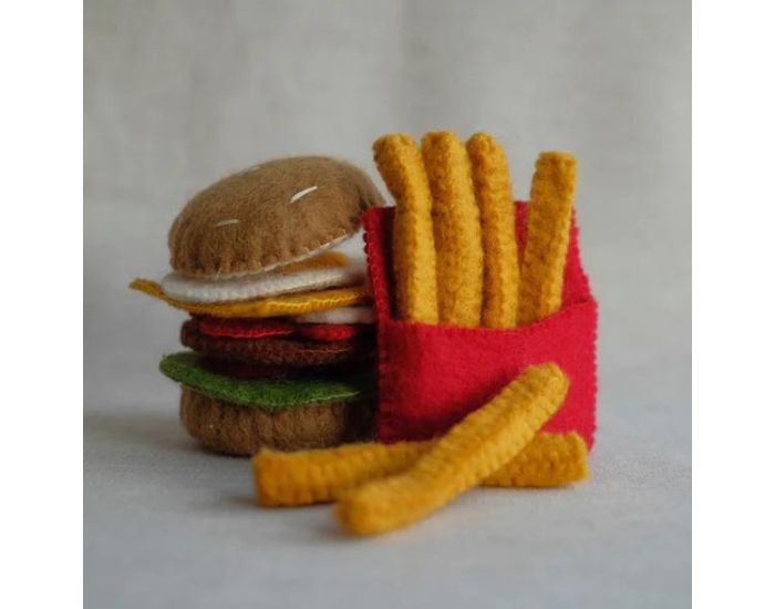 PAPOOSE TOYS Set Repas en Laine Feutre - Hamburger Frites - Ds 3 ans (2)