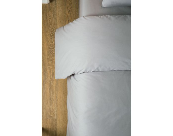 KADOLIS Housse de Couette Adulte en Coton Bio Coloris Uni - Gris (1)